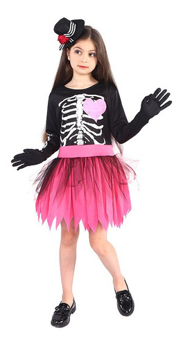 Disfraz De Niña Esqueleto Halloween Tallas 1-2 Al 11-14