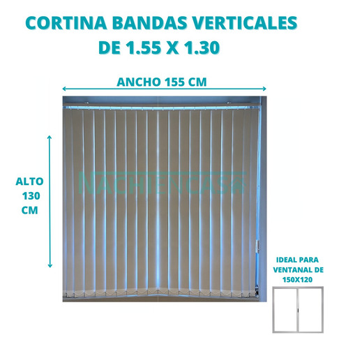 Cortina Bandas Verticales Black Out 155x130 Ventana 150x120