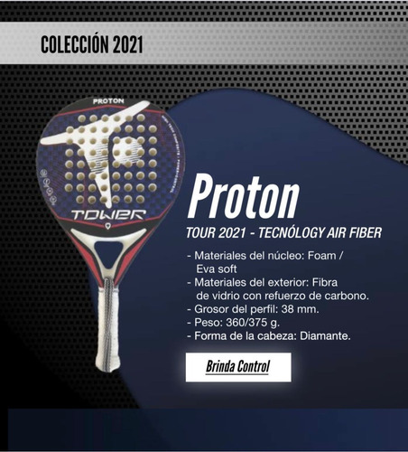 Imagen 3 de 10 de Paleta De Padel Paddle Tower Proton 2021 Pro - 6 Cuotas