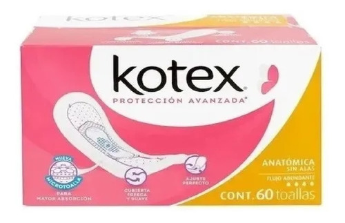 Toallas Kotex Anatómica Con Alas Flujo Abundante 