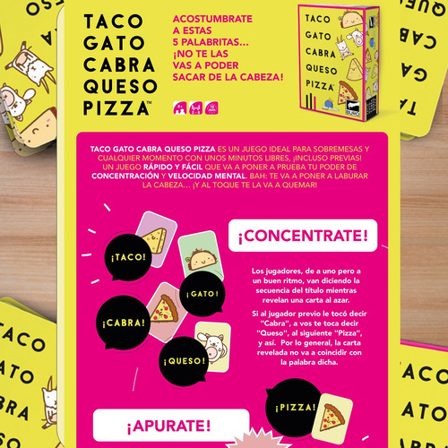 Atr + Taco Gato Cabra Queso Pizza Bureau De Juegos Combo