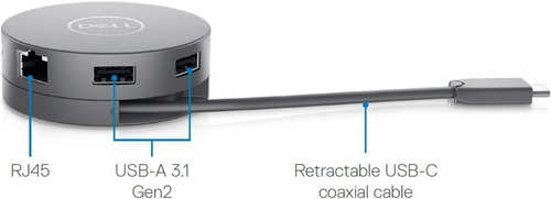 Dock Dell Da310 7 En 1 Usb C Hdmi Rj45 Usb 3.0 Vga