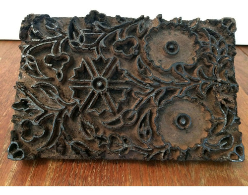 Antique Hand Carved Wood Printing Stamp Block Wallpaper Fa