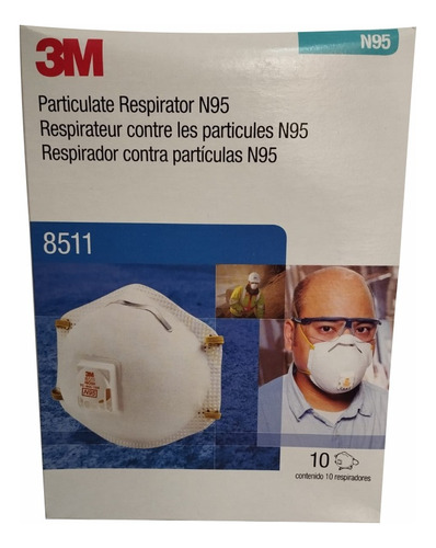 Caja De 10 Máscarillas 3m 8511 N95 Contra Particulas 