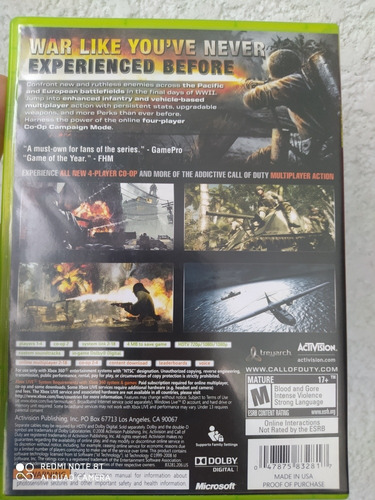 Call Of Duty World At War Para Xbox 360 (Usado)