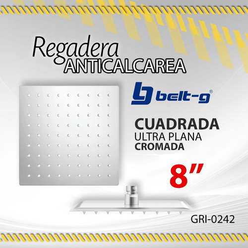 Regadera Belt-g Anticalcarea Ultra Plana Cuadrada 8 / 10271