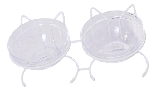 Cuenco Para Comida Para Gatos, Soporte Cuenco Doble Blanco