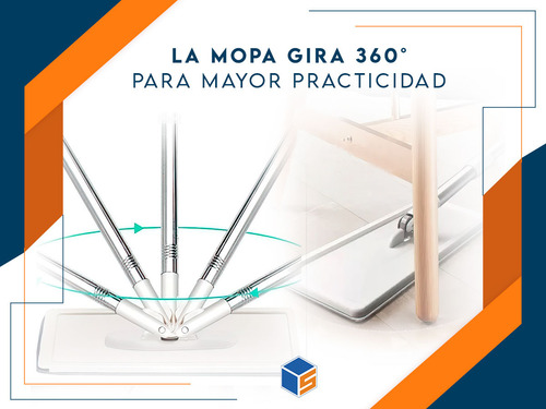 Trapeador Balde Escurridor 2 Mopas Paños Plana Limpieza 360°