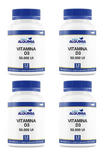 Vitamina D3 50.000 12 Cápsulas - Autêntica - 4 Frascos