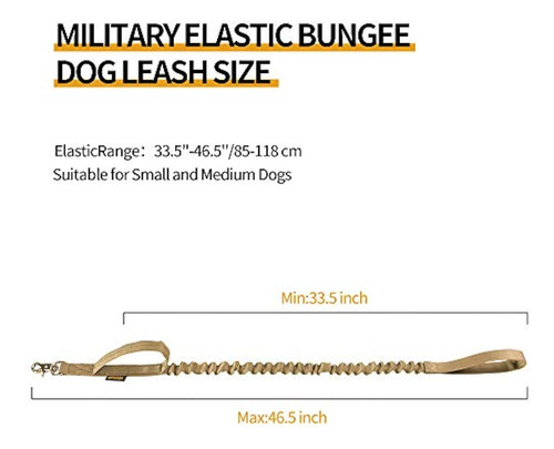 Correa Elastica Militar Para Perro Con 2 Asas De Control Coyote Brown