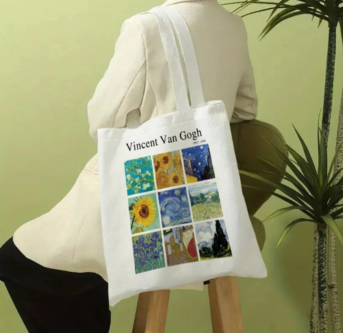 Tote Bag Bolso Ligero De Van Gogh Blanco Estampado