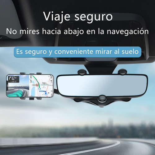 Imagen 9 de 9 de Soporte Celular Auto Porta Espejo Retrovisor Girar 360 Grado