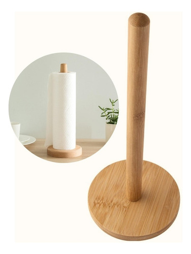 Porta Papel Toalha Bambu Cozinha Suporte Vertical Mesa