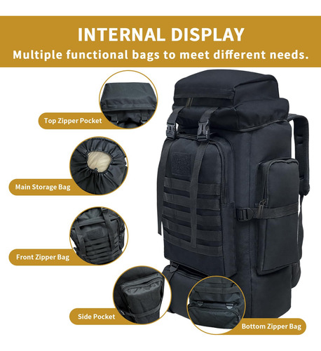 Mochila De Senderismo 80l Impermeable Para Camping Y Viajes