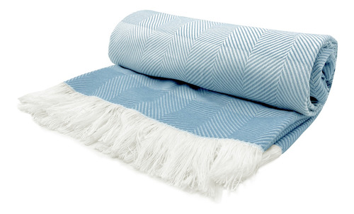 Pie De Cama Manta Rustica Sillon Blue Jeans Degradee Vip