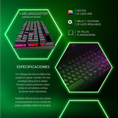 Imagen 8 de 8 de Combo Gamer Auricular Teclado Mouse Constrictor Grootslang