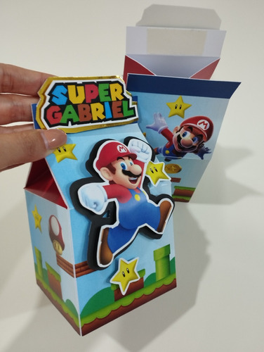Cajas Tipo Cartón De Leche Personalizada Mario Bros