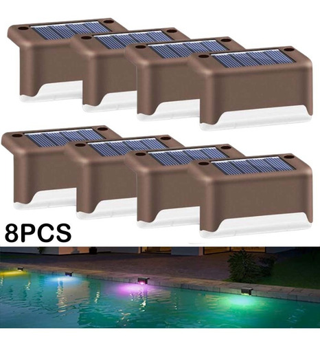 8 Luces Laterales Solares Coloridas De La Piscina Llevadas L