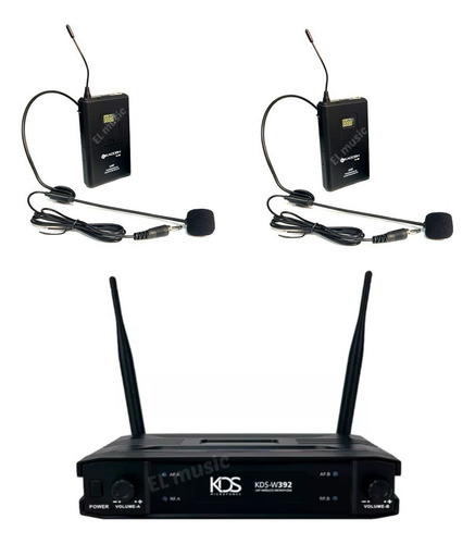 Microfone Sem Fio Duplo De Cabeça Headset Kadosh K392 H Uhf