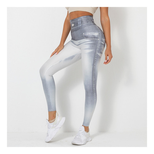 Pantalones De Yoga De Imitación De Jeans Para Mujer, Legging