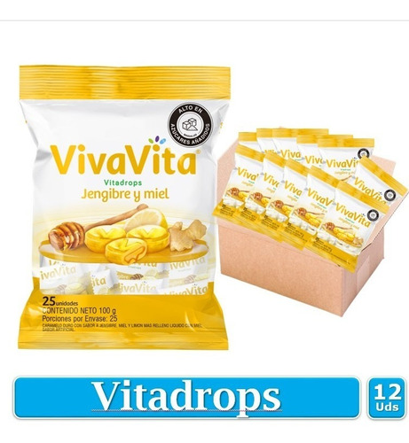 Pastillas Dulces Vivavita Jengibre, Limón Y Miel  X 12 Uds