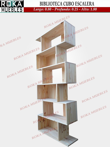 Imagen 2 de 4 de Biblioteca Cubo Escalera Pino 80x25x180 Roka