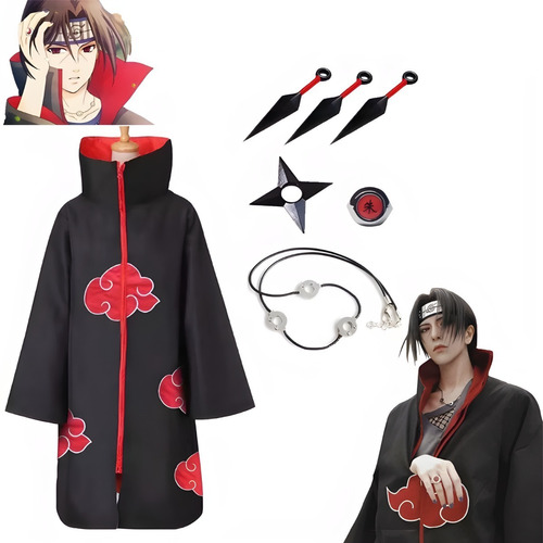 Capa Akatsuki Itachi+anillo+collar+shuriken+kunai Naruto