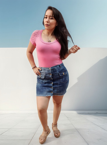 Mini Falda Mezclilla Botones Moda Dama