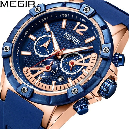 Megir 2083g Cuarzo Luminoso Cronógrafo Relojes Color del fondo Blue rose
