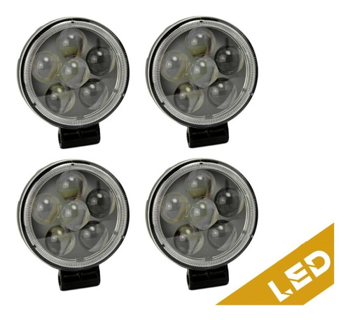 Farolete De Led Redondo 6 Leds 18 W 4 Unidades Caminhão