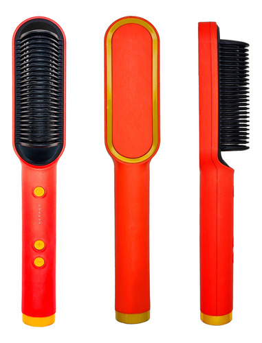 Escova Profissional Cabelo Pente Alisador Elétrico Cerâmica Cor Vermelho 110V/220V