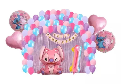 GENERICO 5 Globos Metalizados Lilo & Stitch Set Cumpleaños Stitch