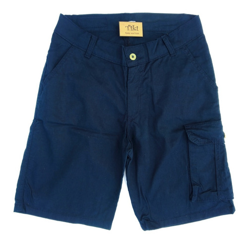 Bermuda Cargo Tiki Gabardina Azul Niño Infantil Talle2al16