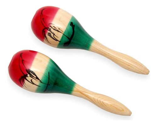 Maracas Musical Infantil Tricolor De Madera 16 Cm. - Shaker