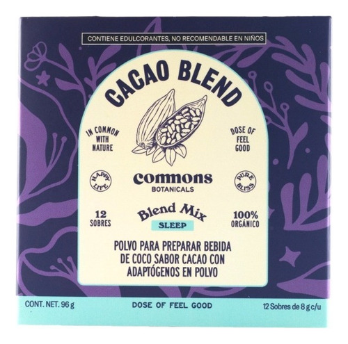 Cacao Blend 96g Sleep Adaptógeno Commons Polvo 100% Orgánico