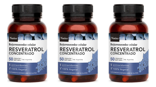 Cápsulas De Resveratrol Rejuven Nat X50 Cap Natier X3 Unid