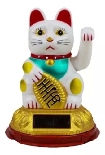 Gato da Sorte e Fortuna Maneki Neko Decorativo Energia Solar