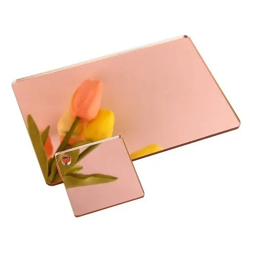 2 Laminas De Acrilico Espejo Color Rose Gold De 30 X 30 Cm