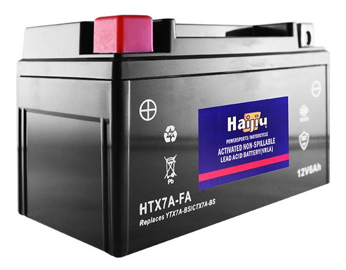Imagen 2 de 9 de Batería Moto Haijiu Htx7a-fa Agm Gel Libre Mantenimiento.