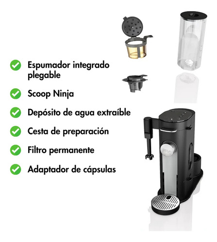 Cafetera Ninja Pb051 Compacta Con Espumador 1,65 L