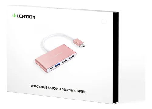 Hub Usb-c Lention 4 En 1 Con Tipo C, Usb 3.0, Usb 2.0 Rose G