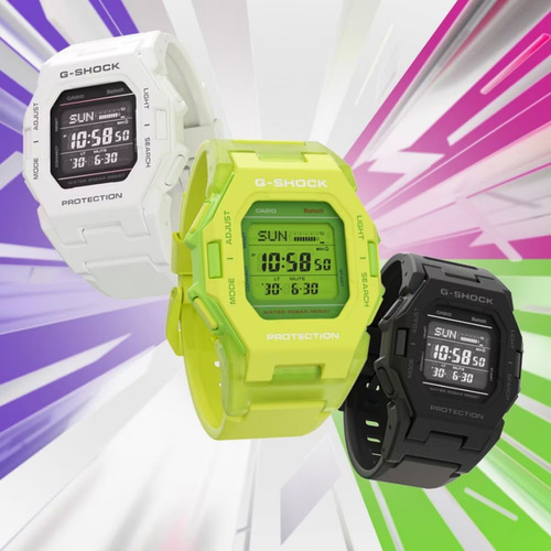 Reloj Casio Gd-b500-7 Para Hombre E-watch Correa Blanco Bisel Blanco Fondo Negro