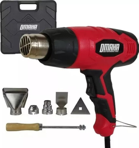 Pistola De Calor Omaha 600° 2000w Con Accesorios En Kit