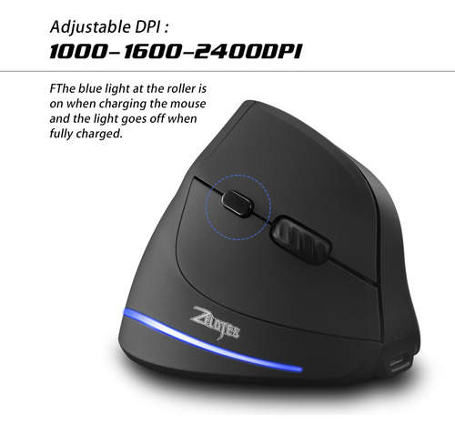 Mouse Vertical Inalámbrico F-35, Ergonómico, Recargable
