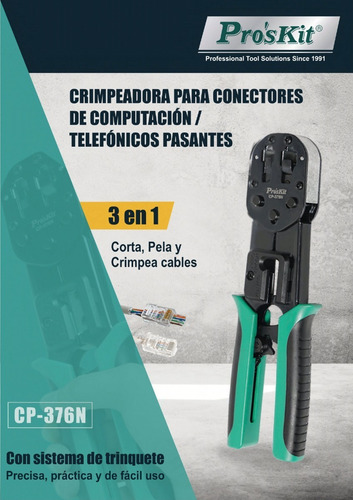 Pinza Crimpeadora Automatica Terminal Pasante Rj45 Cat5 Cat6