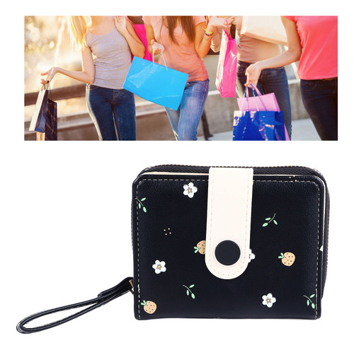Cartera Corta Con Cremallera A La Moda Para Mujer