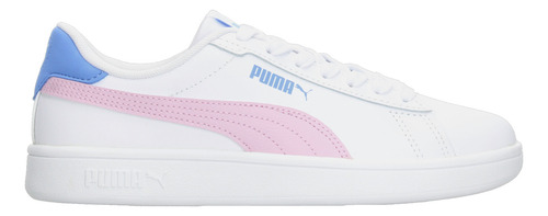 Tenis Puma Smash 3.0 L Jr Blanco Para Niña Colores Pastel Comodos Versatiles Original De Moda Ligero