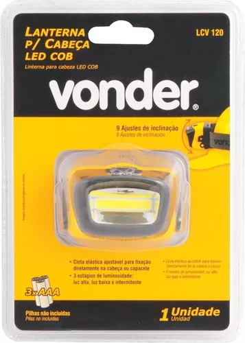 Lanterna de led para cabeça, recarregável, LED COB, LCV 200