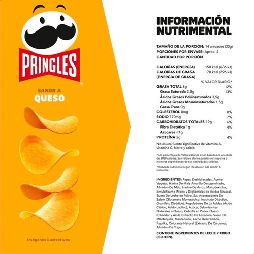 Imagen 6 de 10 de Papas Fritas Pringles Snack Salado Queso - 01mercado
