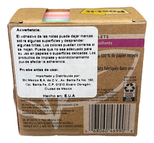 Notas Adhesivas 3m Post It Cubo 3x3 Colores Pastel 350 Hojas